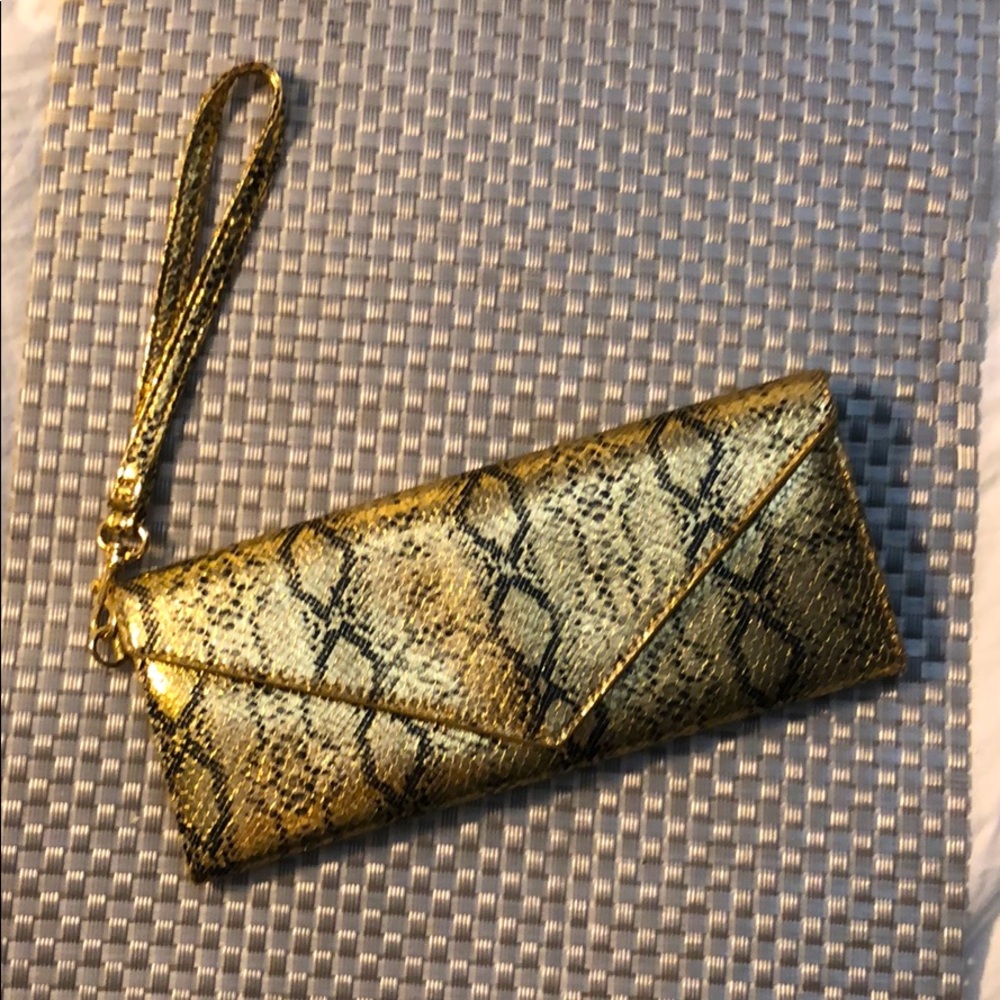 Marc Jacobs Gold Faux Leather Clutch Wallet